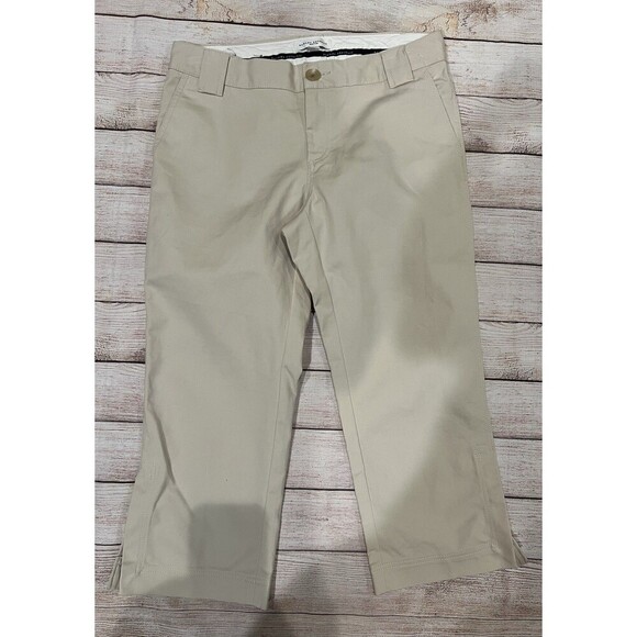 Banana Republic Pants Martin Crop Chino Stretch Slit Ankle Hem Beige Women 10 - Picture 1 of 7